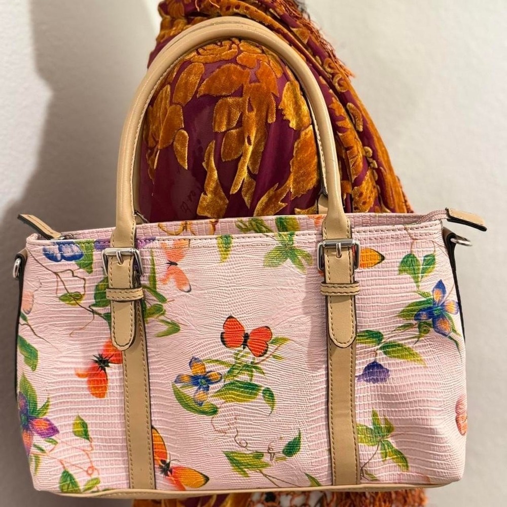 Vintage‎ 2000s Y2K Liz Claiborne Crazy Horse pink butterfly shoulder handbag